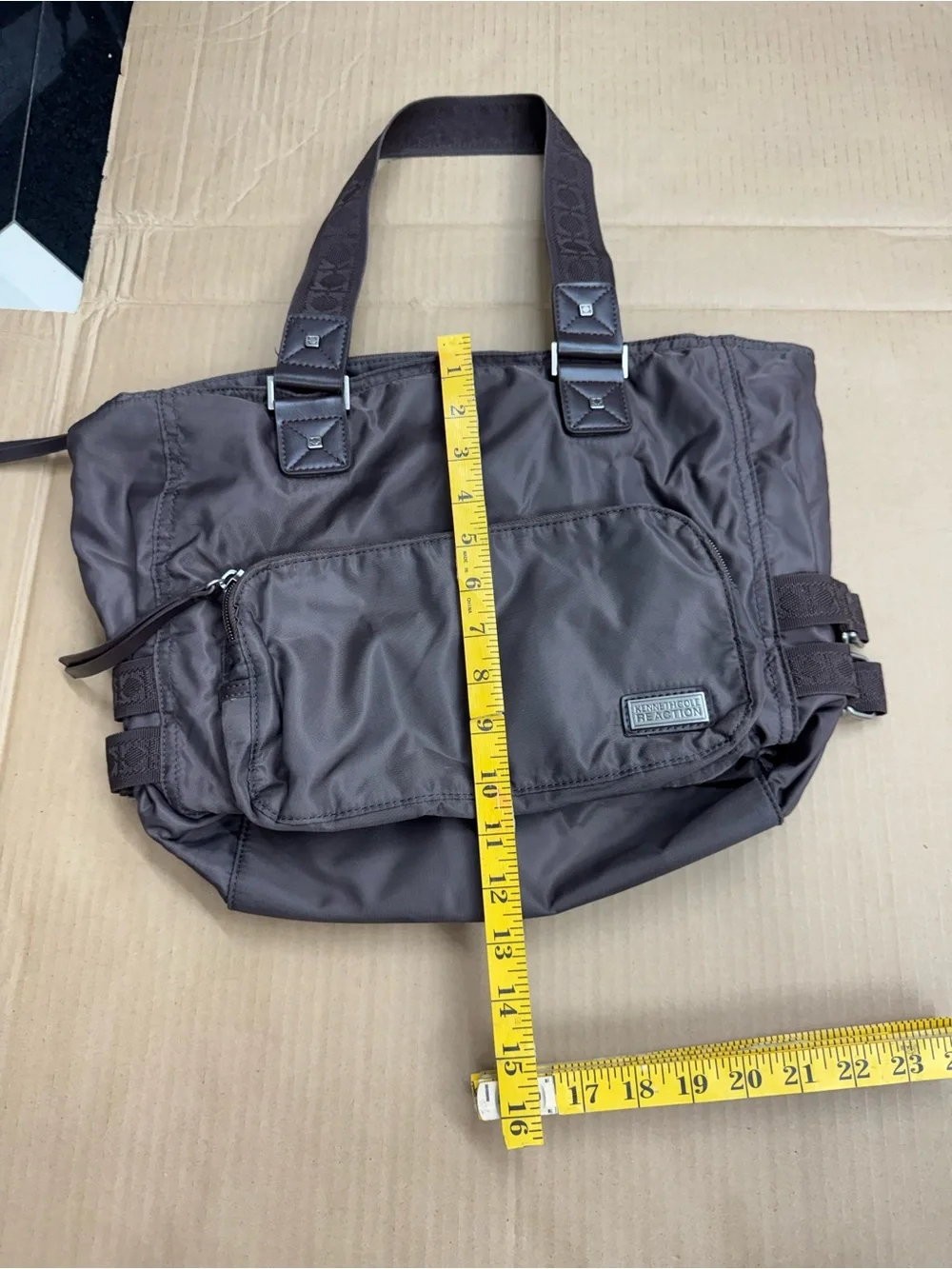 Kenneth Cole Reaction Chocolate Brown Nylon Laptop Tote